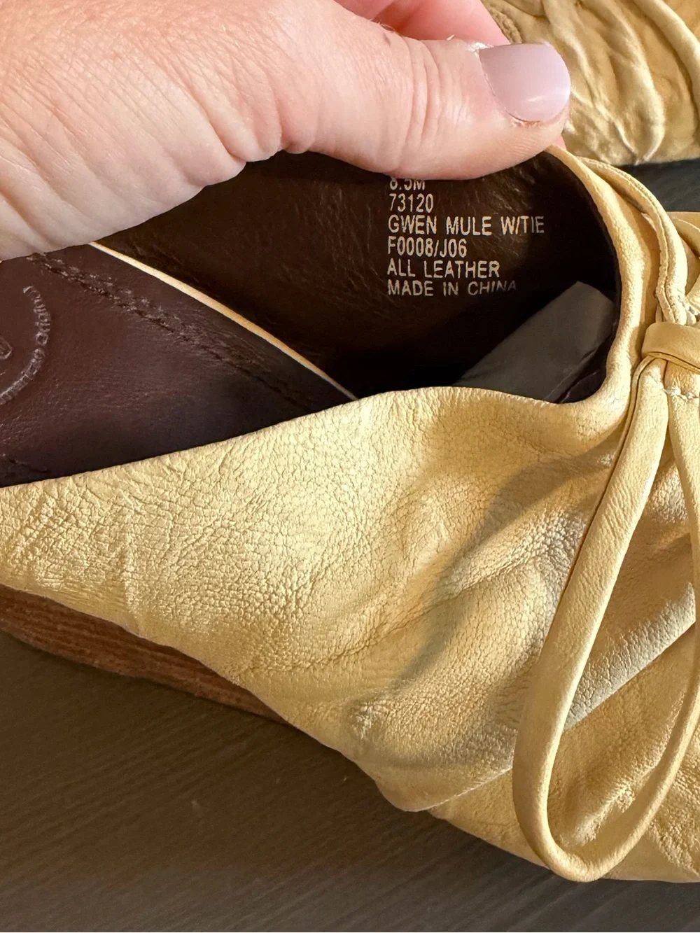 Frye Women’s Gwynn Leather Cream Lace-Up Wedge Mules
